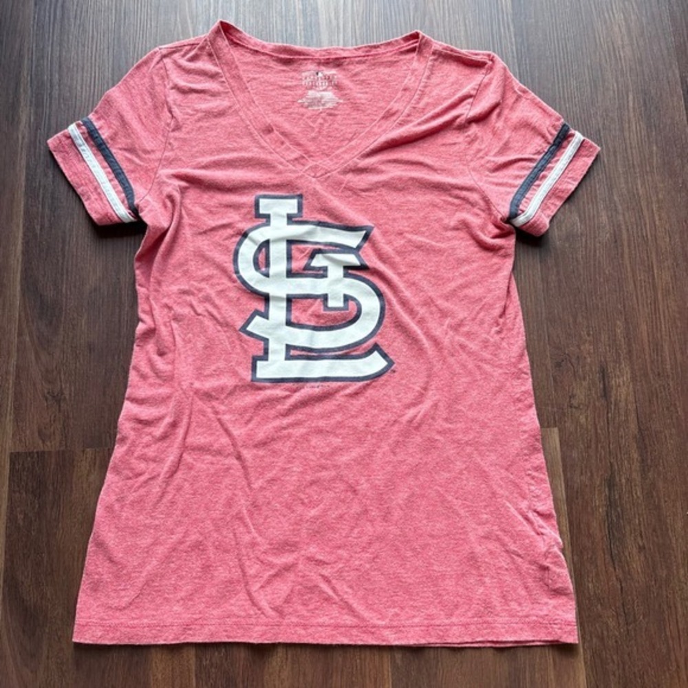 5th & Ocean St Louis Cardinals MLB V-Neck T-Shirt Red Gameday Small Heathered - Picture 2 of 8
